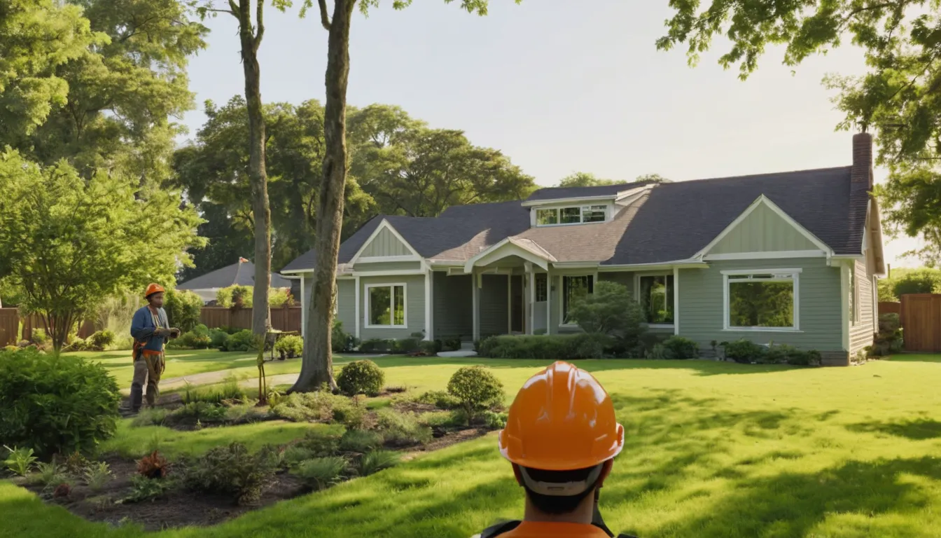 A tall tree beside a frame house in Portage being checked by a local tree provider