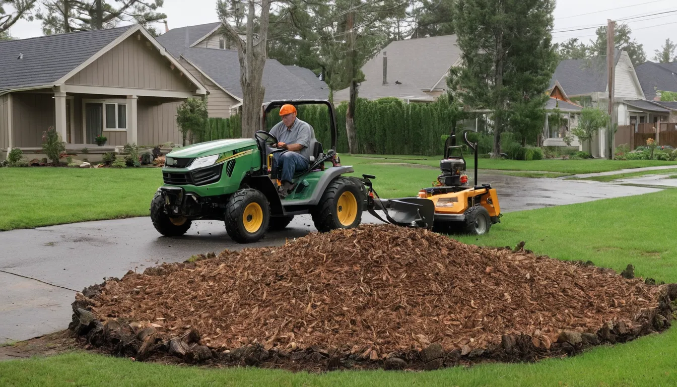 Stump grinding in a residential yard in Portage